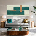 YETHEN WAL Teal Green Abstract Canvas Wall Art Geometric Textured Wall Decor by Unknown