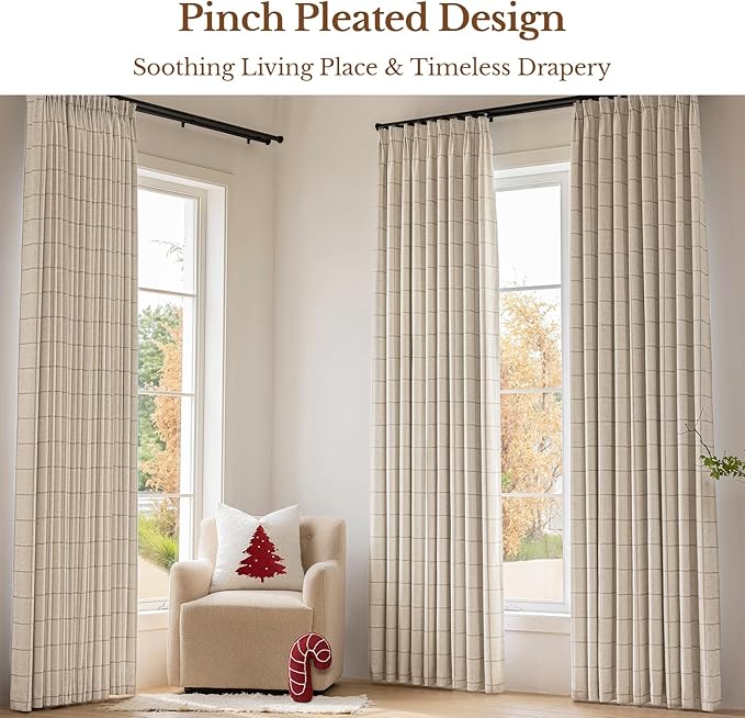Plaid Pinch Pleated Curtains - Image 5