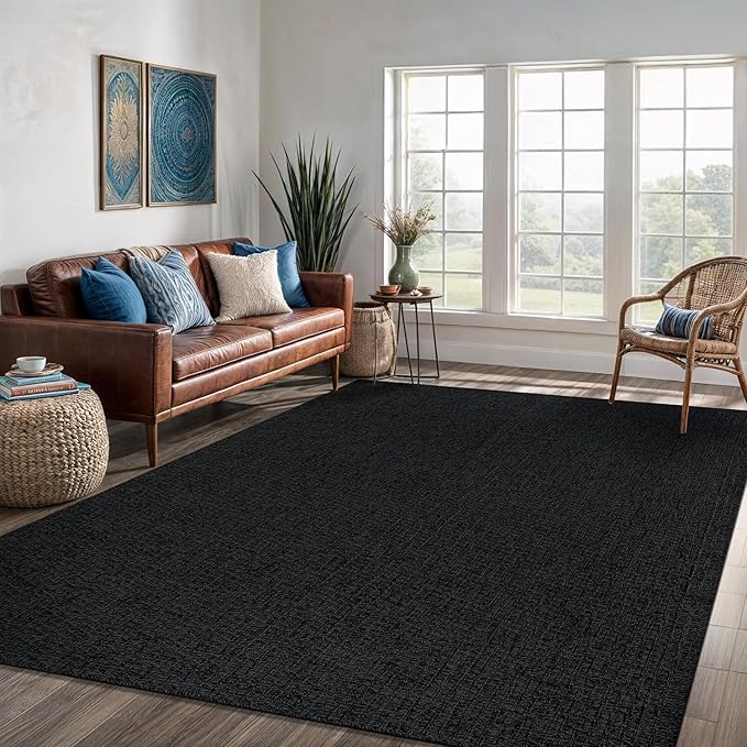 Easy Jute Rug 8x10 Indoor Outdoor Natural Rugs Solid Fiber Rug Woven Area Rug - Image 5