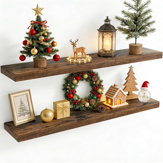 48 Inch Floating Shelves for Wall, 8 Inch Deep Floating Shelf for Storage & by Axeman