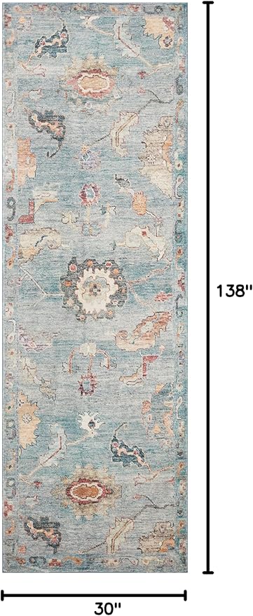 Loloi Margot Collection MAT-06 Denim/Multi 2'-6" x 11'-6" Runner Rug feat. - Image 2