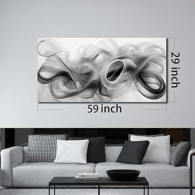 JuhaiArt White Canvas Wall Decorations Black Wall Art Large Abstract Canvas - Image 6