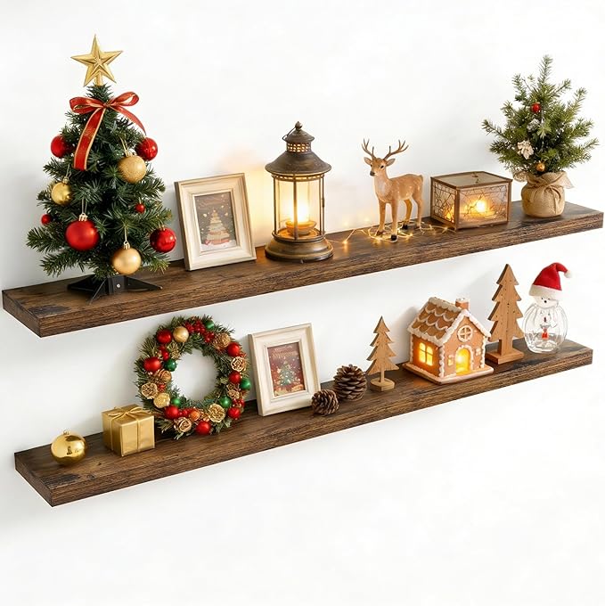 72 Inch Floating Shelves for Wall, 8 Inch Deep Floating Shelf for Storage & by Axeman