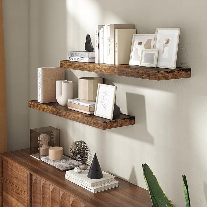 36 Inch Floating Shelves for Wall, 8 Inch Deep Floating Shelf for Storage & - Image 2
