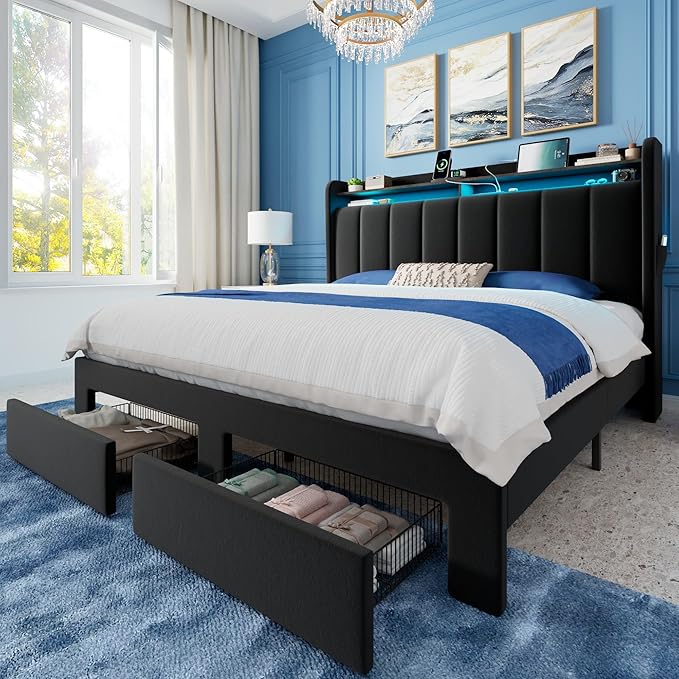 Allewie Velvet Vertical Tufted Queen Upholstered Platform Bed Frame by Allewie