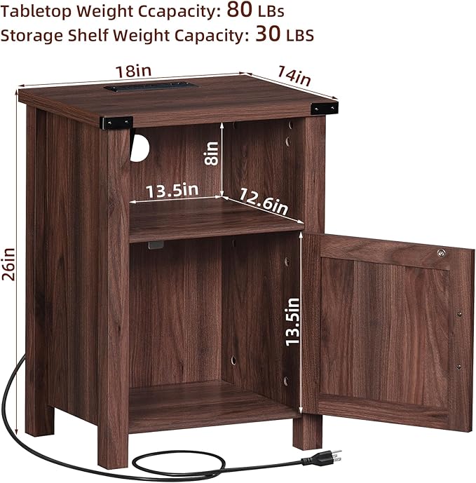 Joaxswe Night Stand Set of 2, 18 Inch Farmhouse Nightstand - Image 3