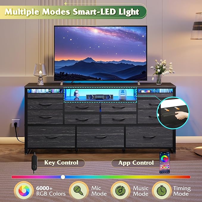WLIVE Black TV Stand for 55, 65 inch TV, Entertainment Center - Image 4