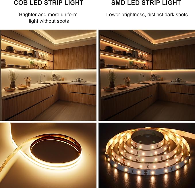 COB LED Strip, LED Strip Lights 3M/9.84ft, Touch Dimmable LED Strips, 3000K - Image 8