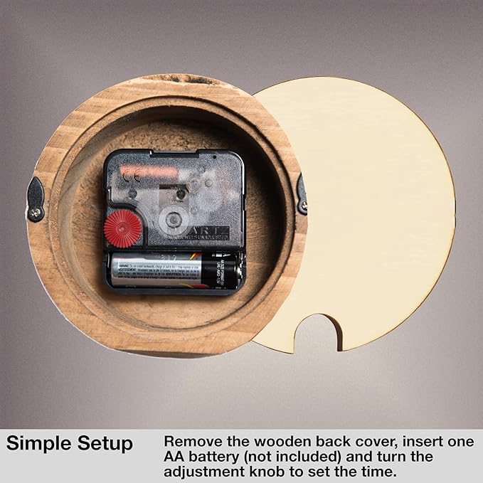 Driini Wooden Analog Desktop Clock – 4.3 in. Decorative Pinewood, No-Tick - Image 4