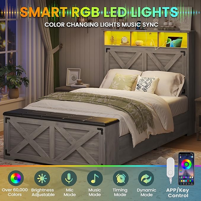 Hasuit Farmhouse Bed Frame Twin Size - Image 4