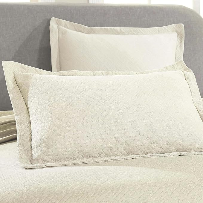 Superior 2 Piece Basketweave Cotton Bedspread Set, Home Bed Decor, Decorative - Image 4