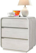 White Nightstand with Charging Station, Modern Dresser End Table with 3 Storage by StandifurnoFurniture
