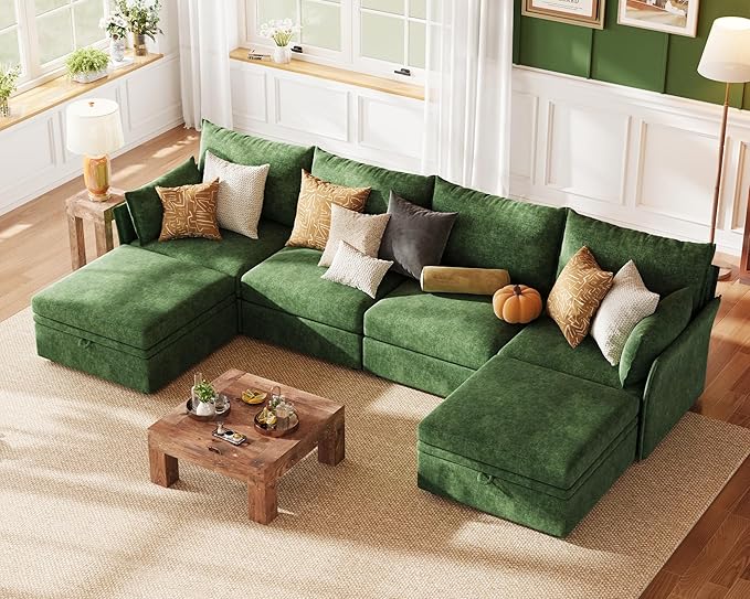 ABCASA 134.6" Oversized Modular Sectional Sofa, 6 Seater U Shaped Couch by ABCASA