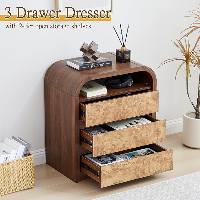 3 Drawer Dresser for Bedroom, Modern Chest of Drawers - Image 5