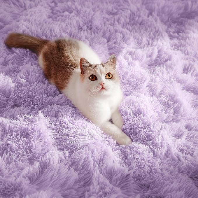 PAGISOFE Fluffy Soft Purple Rug 4' x 6' Rug, Shaggy Rugs - Image 3