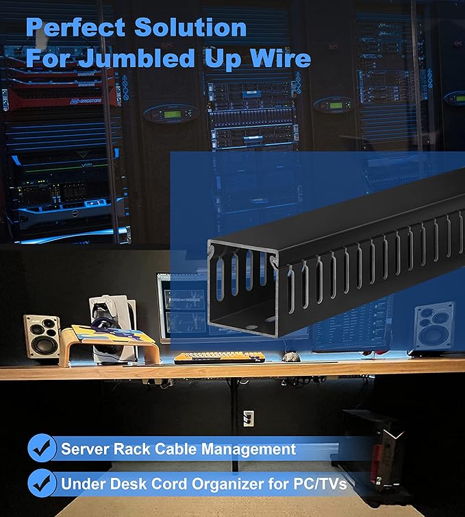 ZhiYo 66in Professional Server Rack Cable Management Raceway, H2in x W2in Cable - Image 6