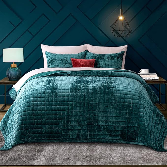 RECYCO Luxury Velvet Quilt Set Full Queen Size, Lightweight Velvet Comforter Set by RECYCOHOMECOLLECTION