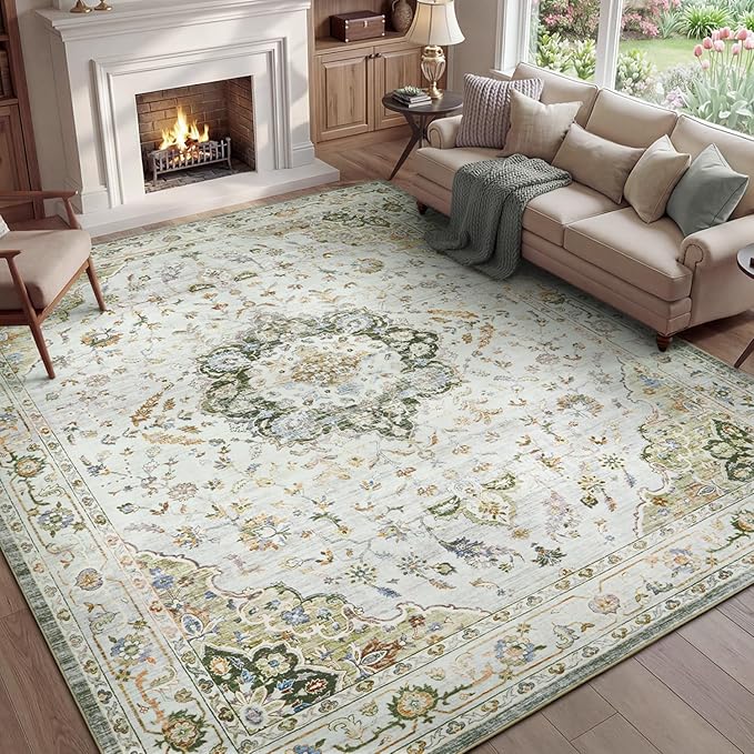 PADOOR 9X12 Area Rug, Rugs for Living Room, Soft Green Rugs for Bedroom by PADOOR