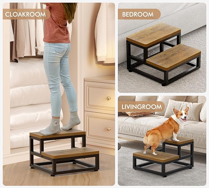 Two Step Stool for Adults Kids, Bed Step Foot Stool - Image 7