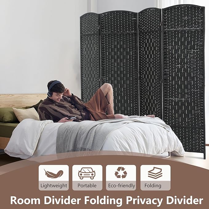 4 Panel Room Divider Folding Privacy Divider 6 Ft Indoor Wall Divider Portable - Image 2