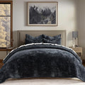 EVERGRACE Velvet Quilt Set King Size, Luxurious Soft Striped Channel Bedding Set by EverGrace