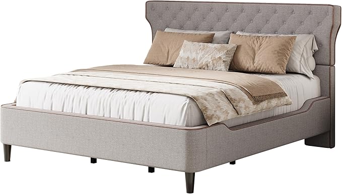 Christopher Knight Home Salus Linen Upholstered Queen Size Bed Frame - Image 5
