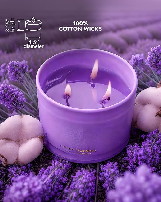 96NORTH Luxury Lavender Soy Candle | Large 3 Wick Jar Candle | Up to 50 Hours - Image 5
