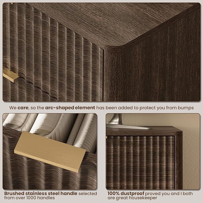 47'' Wide 6 Drawers Dresser for Bedroom, Modern Fluted Vertical Chest - Image 8