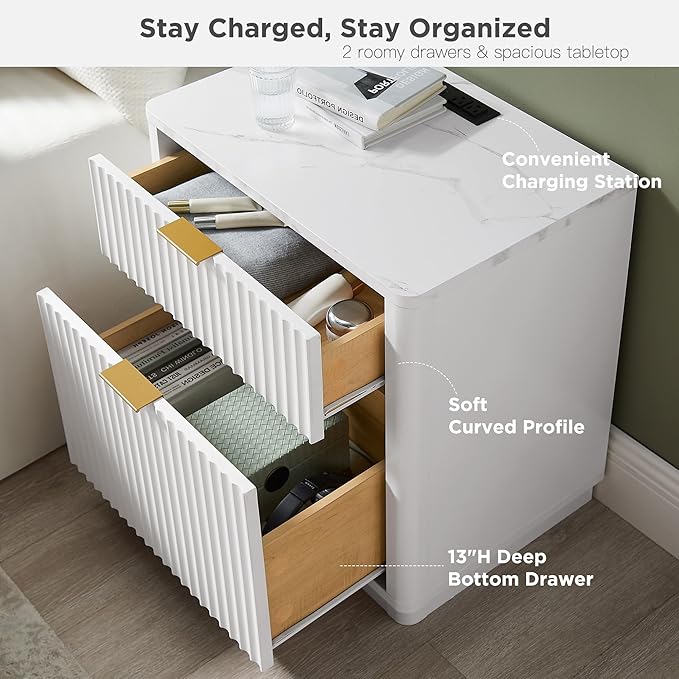 T4TREAM 23'' Fluted Nightstand Set of 2 - Image 4