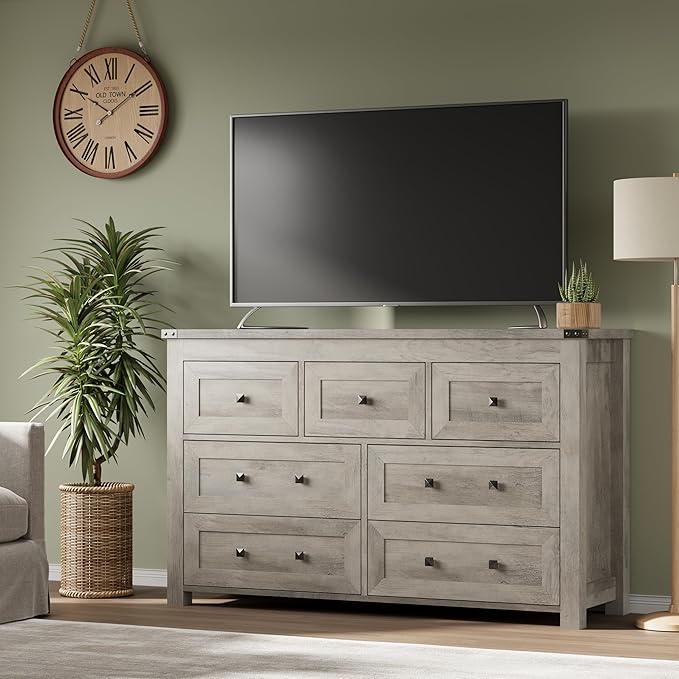 7-Drawer Dresser, Modern Wooden Storage Chest of Drawers, Dresser TV Stand - Image 5