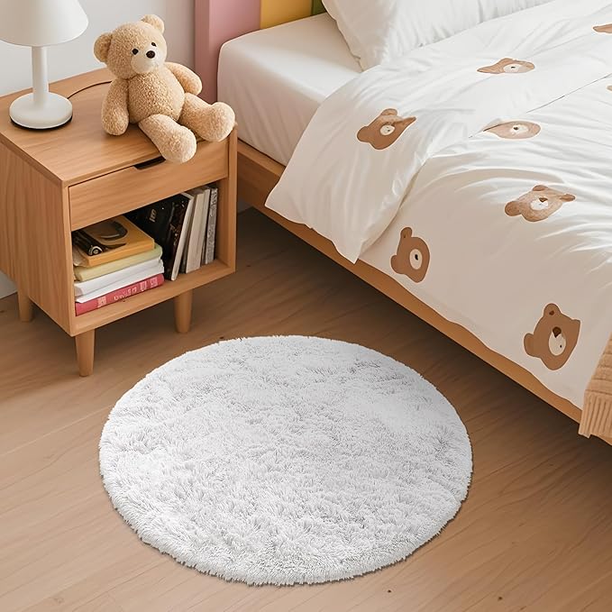 OLANLY White Round Rugs for Bedroom - Image 2
