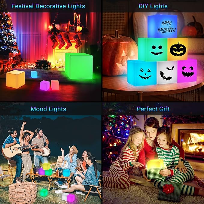 LOFTEK 4-inch LED Cube Lights: RGB 16 Colors Tesseract Cube, Cosmic LED Mood - Image 8