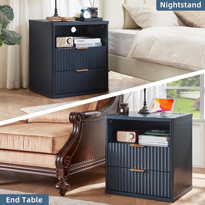 LEYAOYAO 48" Wide Fluted Dresser and 2 Drawers 23" Nightstand Set of 2 - Image 8