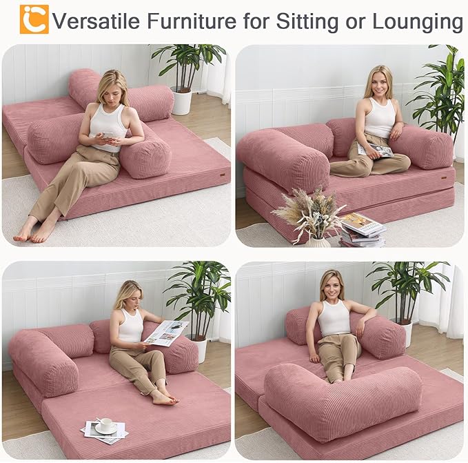 COMAX Folding Sofa Bed Queen, 4-in-1 Convertible Foldable Floor Couch Futon Sofa - Image 5