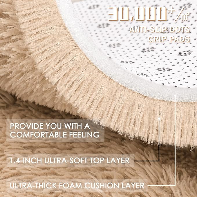 OLANLY Beige Round Rugs for Bedroom - Image 6