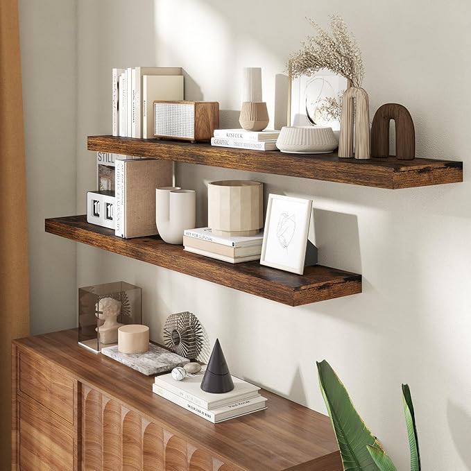 55 Inch Floating Shelves for Wall, 8 Inch Deep Floating Shelf for Storage & - Image 2