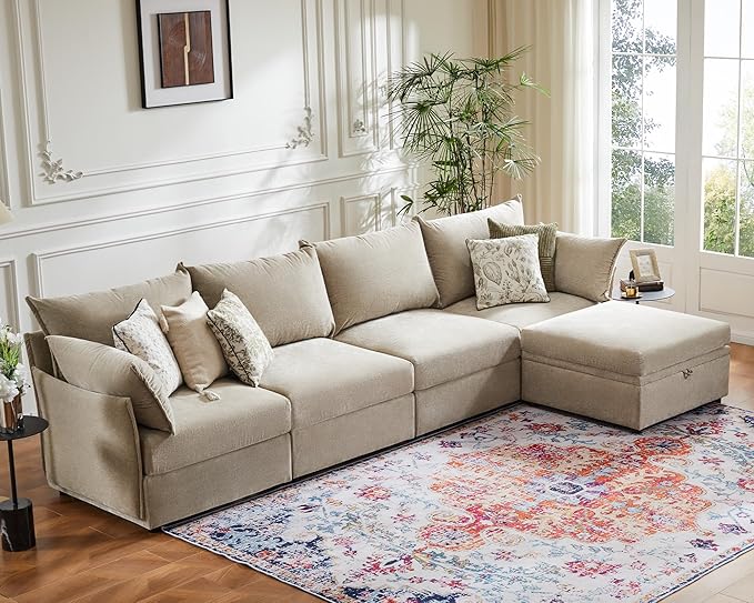 ABCASA 134.6" Luxury Modular Sectional Convertible Sofa by ABCASA