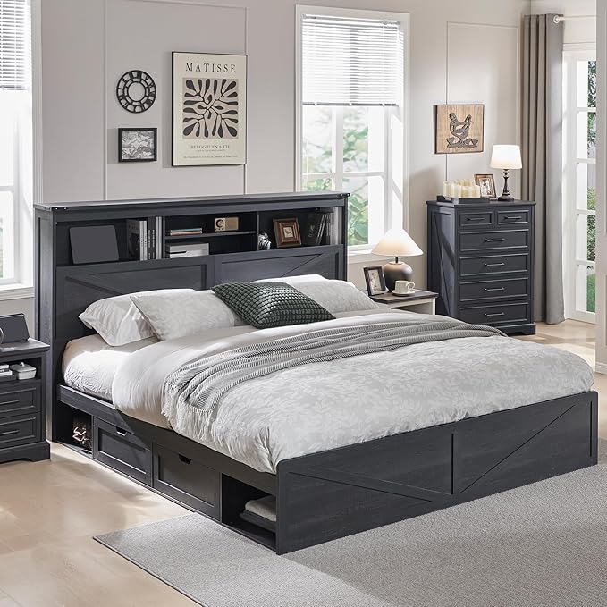 ACCOHOHO King Bed Frame Farmhouse - Image 3