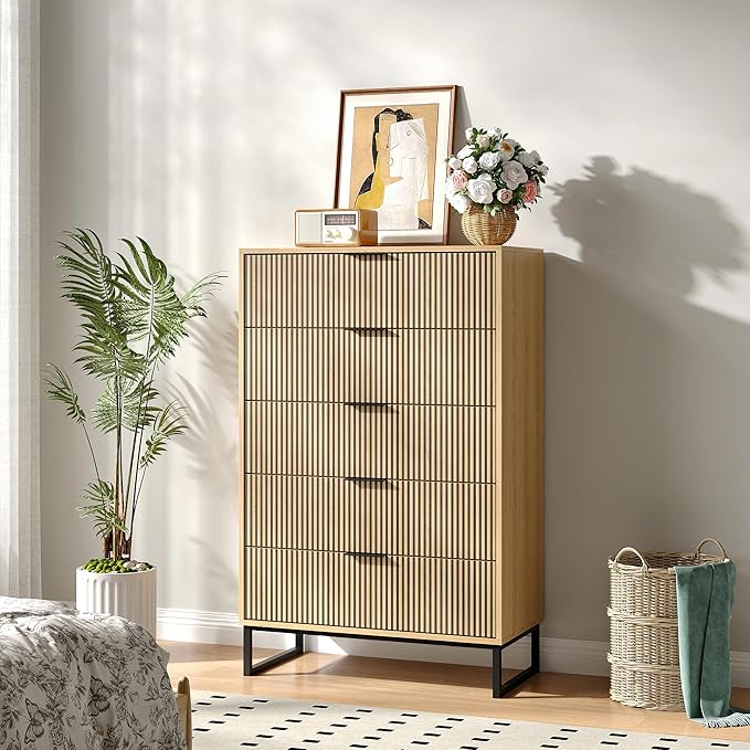 5 Drawers Dresser Set of 2, 49.2’’ Tall Modern Chest of Drawers - Image 6