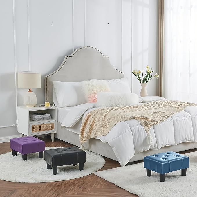 BRIAN & DANY Small Foot Stool, Leather Foot Stools - Image 2