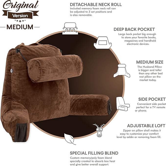 Husband Pillow Medium Chocolate, Backrest - Image 4
