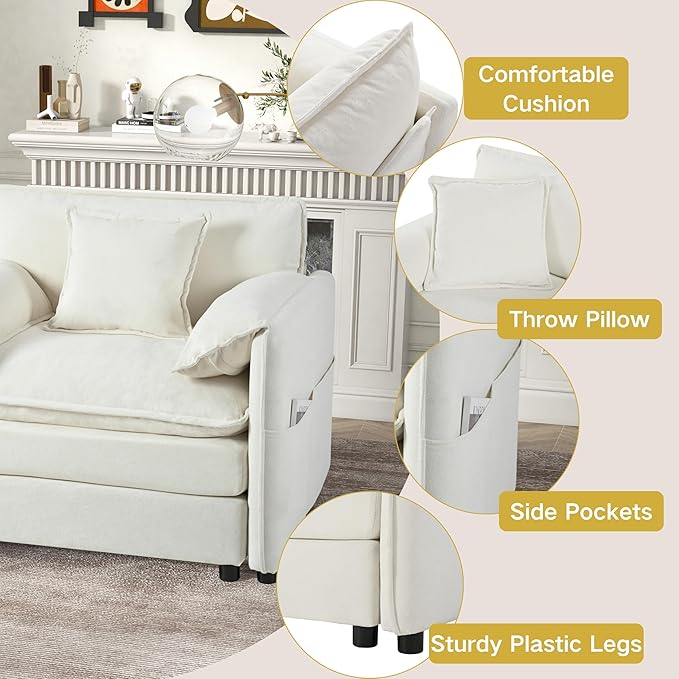 KEIKI Oversized Accent Chair Set of 2, Comfy Chenille Upholstered Armchairs - Image 4