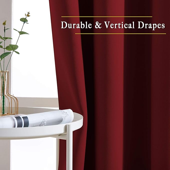 NICETOWN Burgundy Red Sliding Door Curtains 2 Panels Set 118 inches Long - Image 5