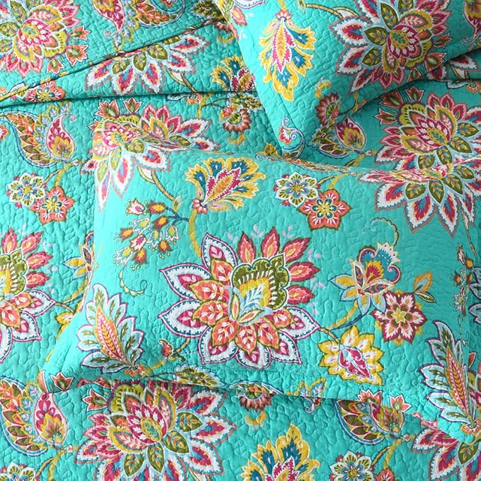 Cotton Bedspread Quilt Sets Reversible Bedding Coverlet Sets Comforter Paisley - Image 5