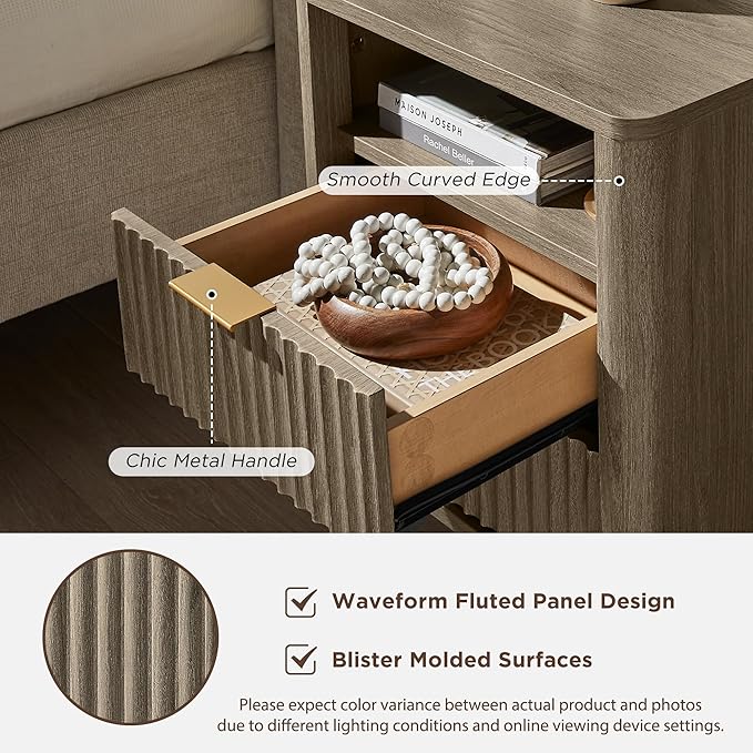 T4TREAM Fluted Nightstand Set of 2 - Image 5