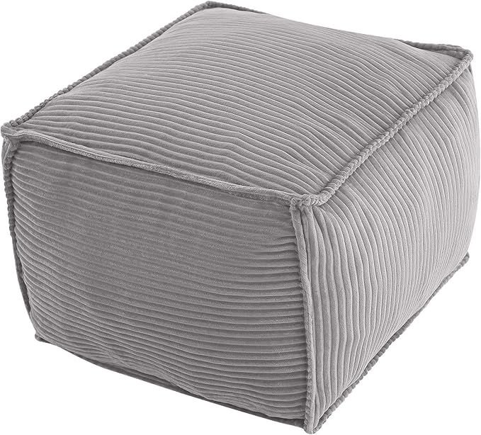 MeMoreCool Square Stuffed Pouf Ottoman Foot Rest, Corduroy Floor Pouf Foot Stool by MeMoreCool