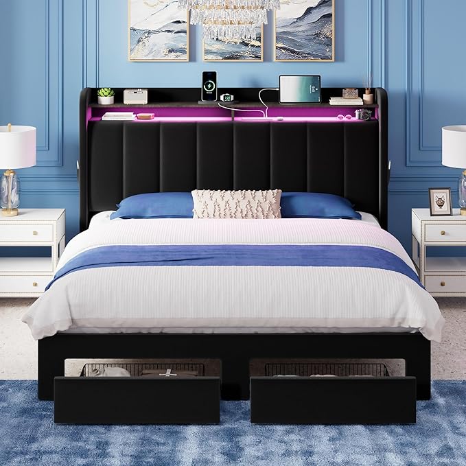 Allewie Velvet Vertical Tufted Queen Upholstered Platform Bed Frame - Image 3