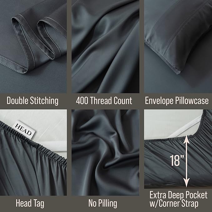 Bella Coterie 6 Piece Luxury Bamboo Viscose Queen Size Sheet Set | 100% - Image 3