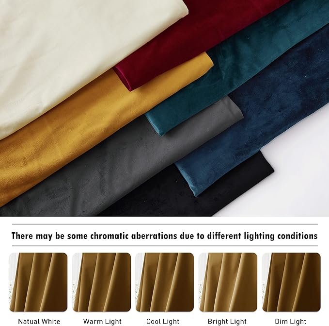 RYB HOME Brown Velvet Curtains 102 inches, Back Tab Soft Fabric Light Blocking - Image 7
