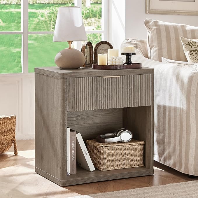 LEYAOYAO 48" Wide Fluted Dresser and 1 Drawers 23" Nightstand Set of 2 - Image 4